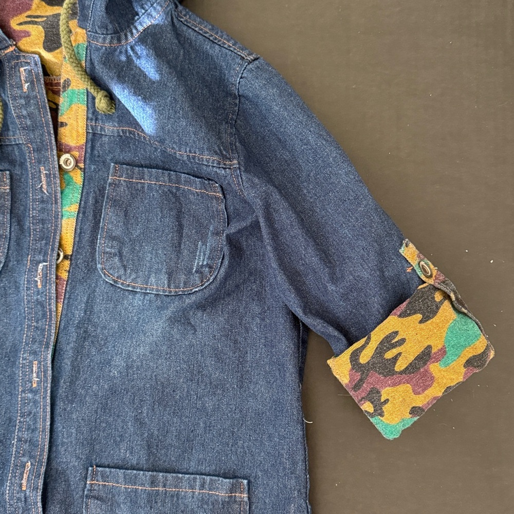 Cellabie Blue Denim Camo Accent Hooded Coat Sz XL - Picture 3 of 4